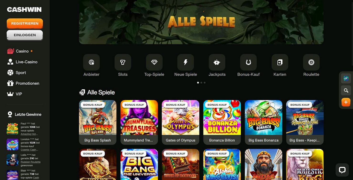 Cashwin Online Casino Site Review und Score 2025